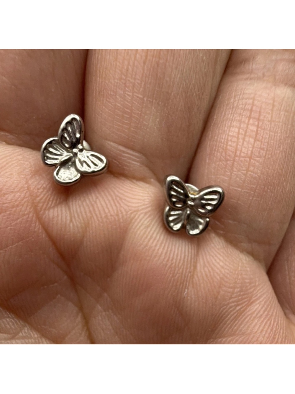 Butterfly Stud Earrings - Silver Tone